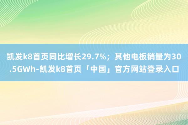 凯发k8首页同比增长29.7%；其他电板销量为30.5GWh-凯发k8首页「中国」官方网站登录入口